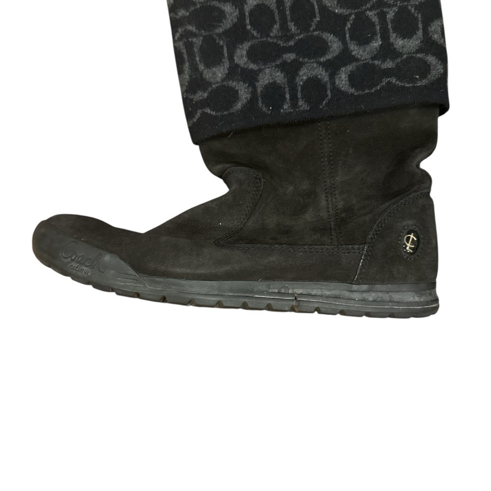 Coach Black Fold-Over Boots with Signature Pattern - Picture 2 of 6